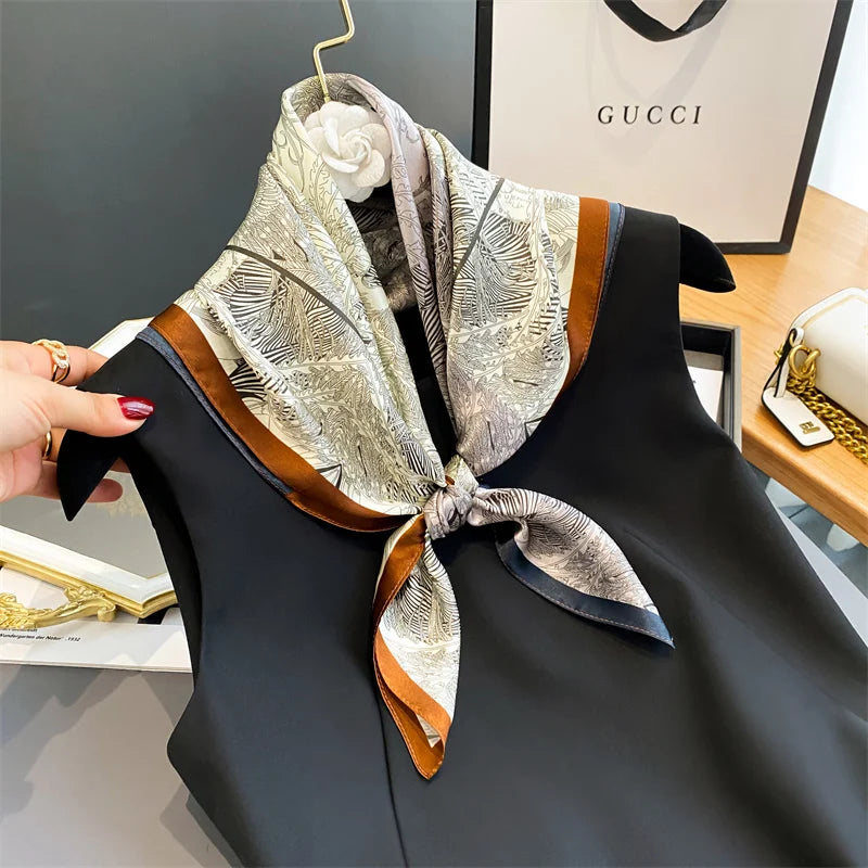 Damen Seidenschal quadratisch 70cm Halstuch Bandana Hijab Pashmina F