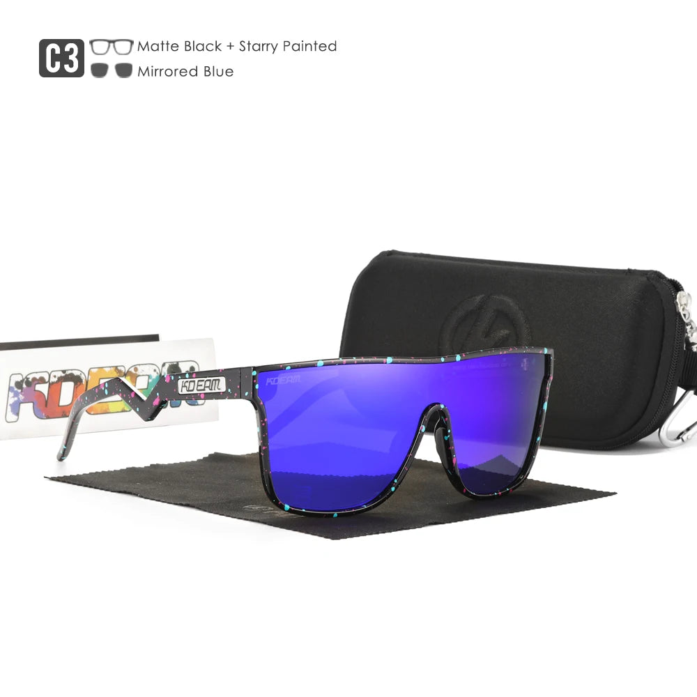Sonnenbrille Einteiler übergroß polarisiert gebogene Gläser Herren