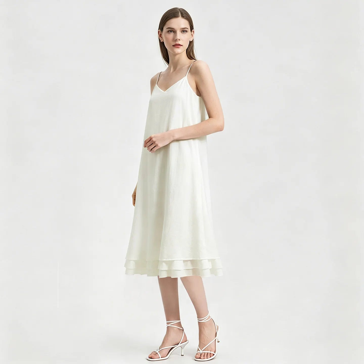 Elegantes Sommerkleid Für Damen Mit V-Ausschnitt Und Leichter Passform