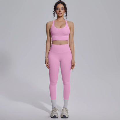 Yoga Set Für Frauen Mit Crossback Top Und Hochtaillierter Hose