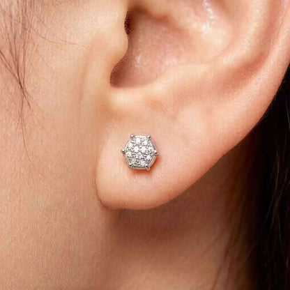Damen-Ohrstecker Pavé weißer Zirkonia geometrisch aus Sterlingsilber
