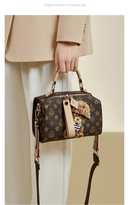 Damen Handtasche aus PU-Leder im Boston-Stil mit verstellbarem Tragegurt