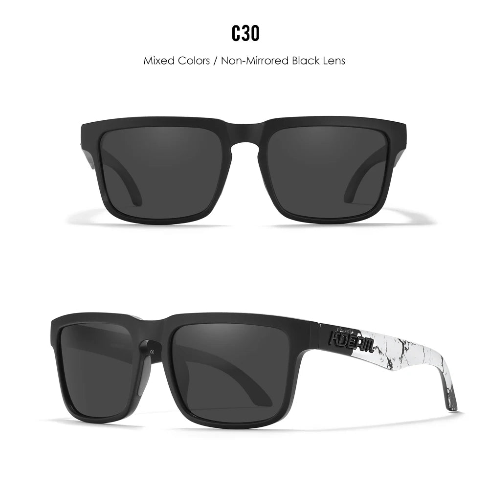 Sonnenbrille quadratisch polarisiert Reißverschlussetui 30 Farben Unisex