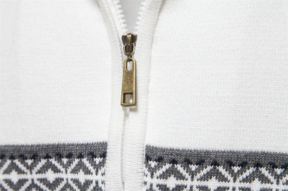 Herren Pullover aus hochwertiger Baumwolle mit Viertelreißverschluss und Stehkragen