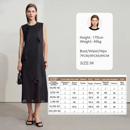 Elegant Damenkleid Aus Maulbeerseide Mit 3D Blume Für Büro