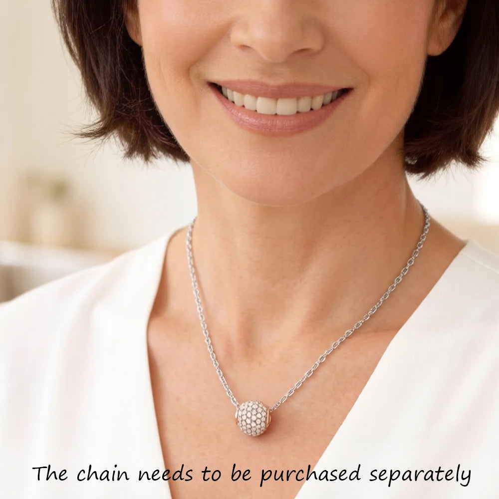 Damen-Charm Perle rosa Pavé Roségold aus Sterlingsilber