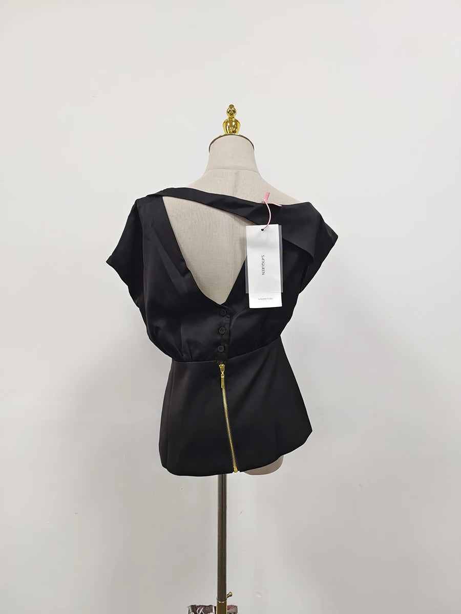 Colorblock-Blazer mit Spitzenbesatz und V-Ausschnitt – figurbetont und langärmelig für Damen