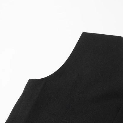 Zweiteiliges Damen-Set mit Reverskragen, langärmligem Patchwork-Blazer und hoch taillierter Hose – lässig und stilvoll