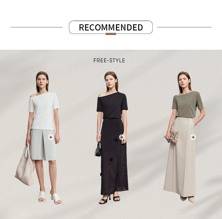 Damen T-Shirt im minimalistischen Stil mit klassischer Slim Fit Passform