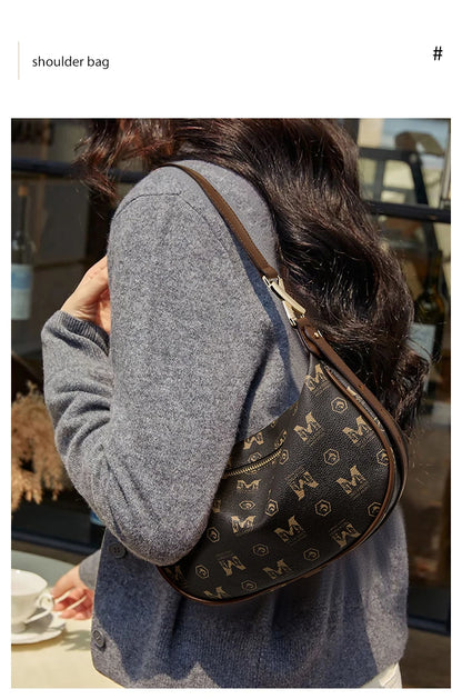 Damen Schultertasche aus PVC-Leder im Retro-Hobo-Stil mit großem Fassungsvermögen