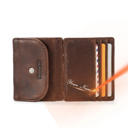 Herren Echtleder Geldbörse Slim RFID Kartenhalter Geldclip ultra dünn Mini Geschenk