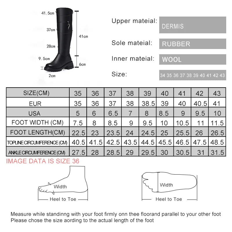 AIYUQI Women's Over The Knee Boots 2025 New Genuine Leather Winter Boots Women Wool Heel Platform Women's Boots