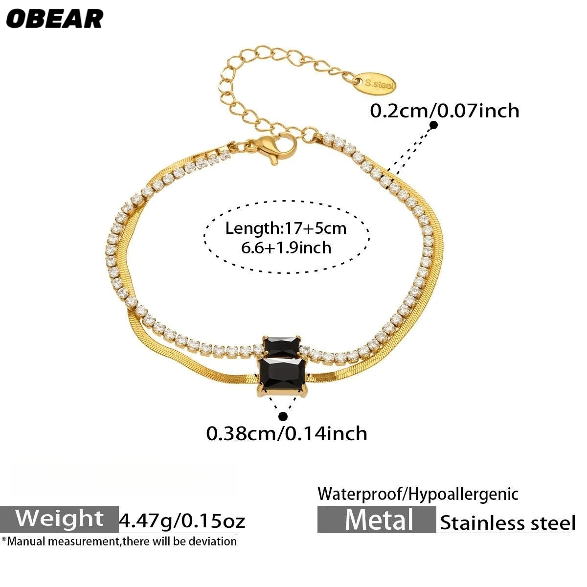 Damen-Armband Baguette-Zirkonia Doppelschicht