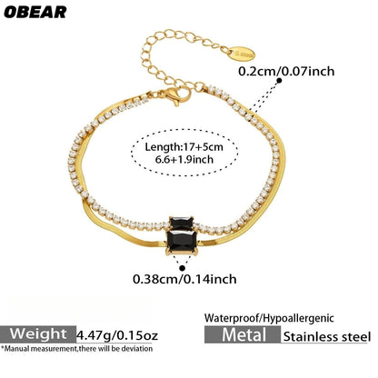 Damen-Armband Baguette-Zirkonia Doppelschicht