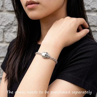 Damen-Charm-Anhänger Totenkopf Perle Karma Winter aus Sterlingsilber