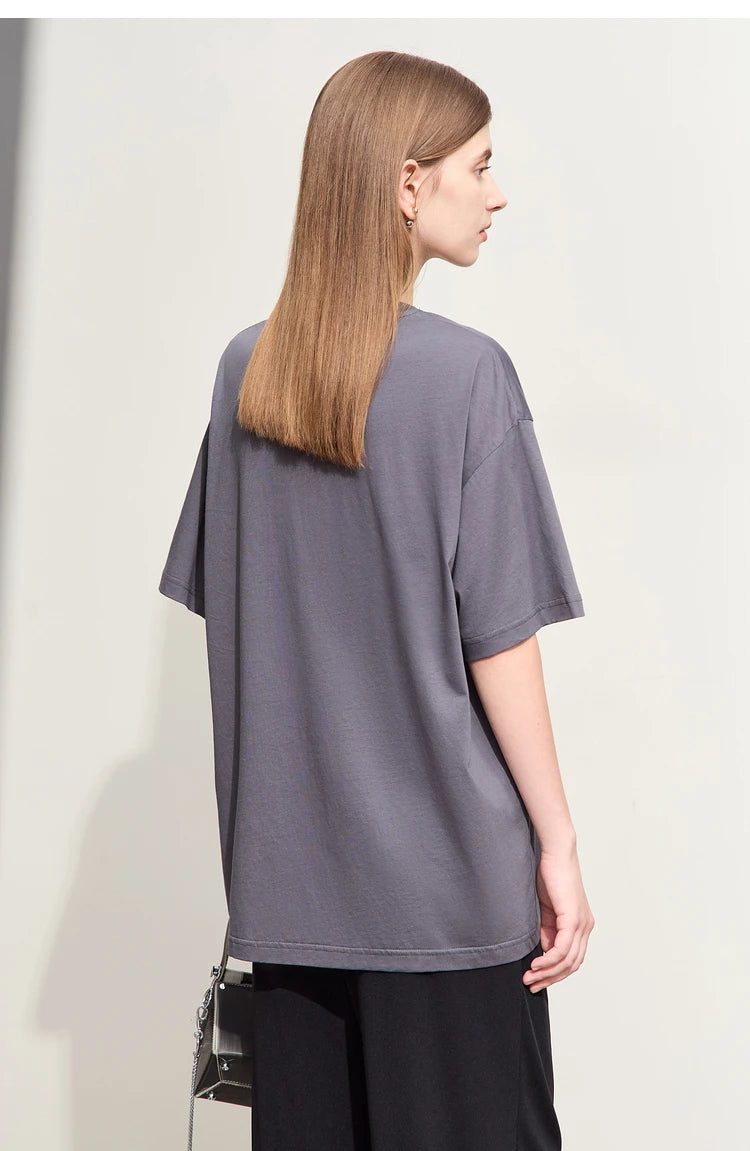 Damen T-Shirts im lässigen Stil mit O-Ausschnitt und modischem Druck