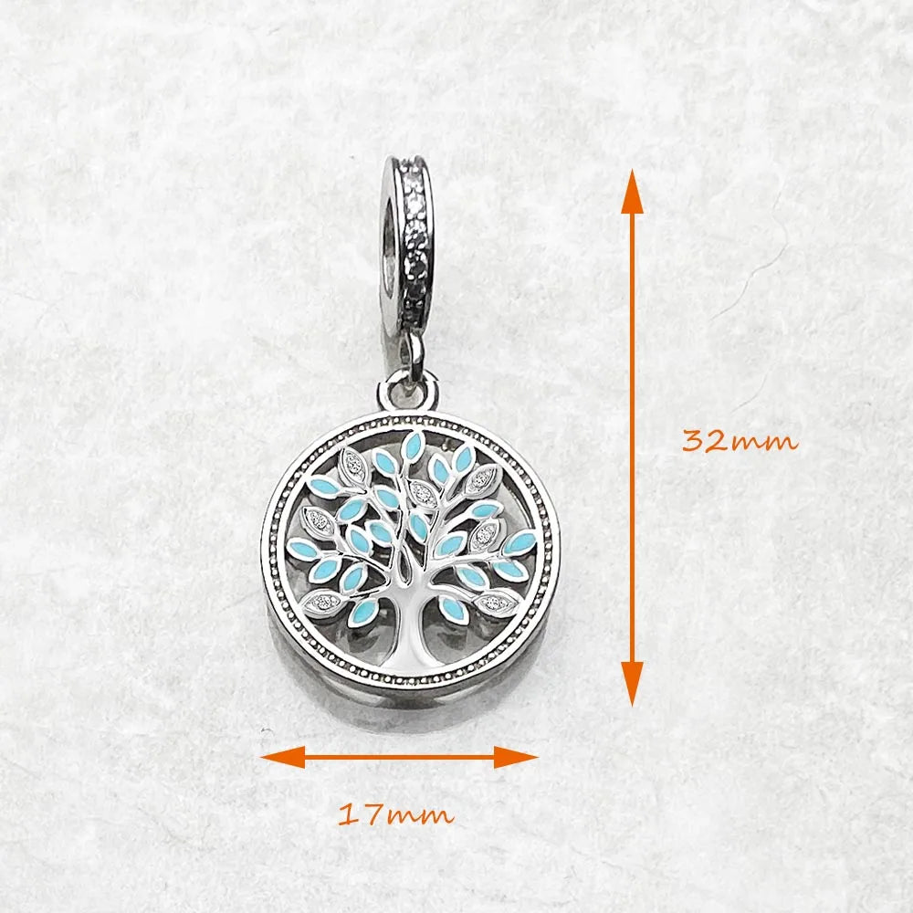 Damen-Charm-Anhänger Baum blau romantisch aus Sterlingsilber