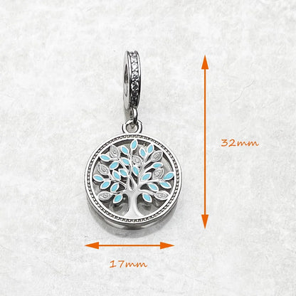 Damen-Charm-Anhänger Baum blau romantisch II aus Sterlingsilber