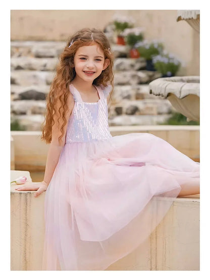 Sommerkleid für Mädchen in Farbverlauf Pink, festlich für Geburtstag oder Hochzeit, Größen 110-170 cm, Alter 3-14 Jahre