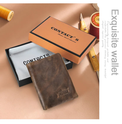 Herren Echtleder Geldbörse Vintage Kartenhalter Fotohalter Münzfach Reißverschluss Geschenk