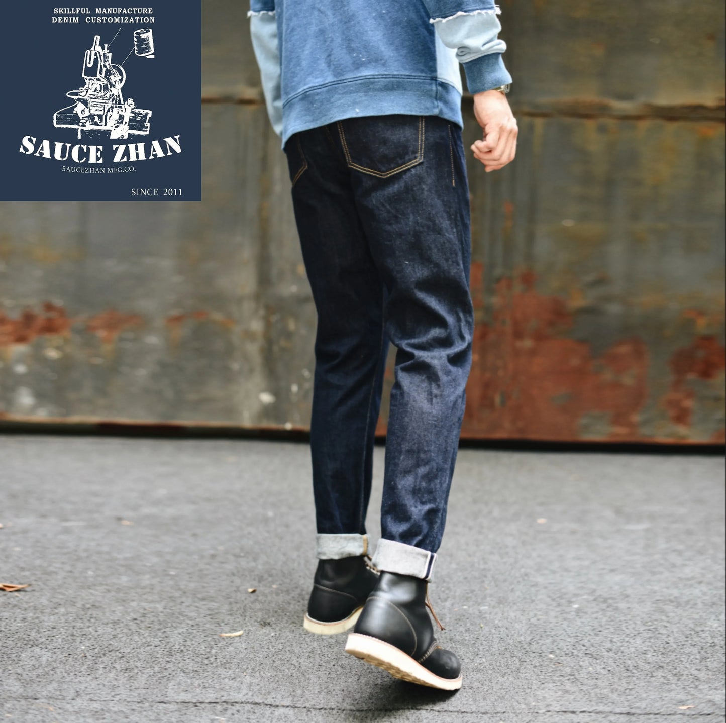 Herren Jeans aus Sanforized Denim mit Zipper Fly und schmaler Passform