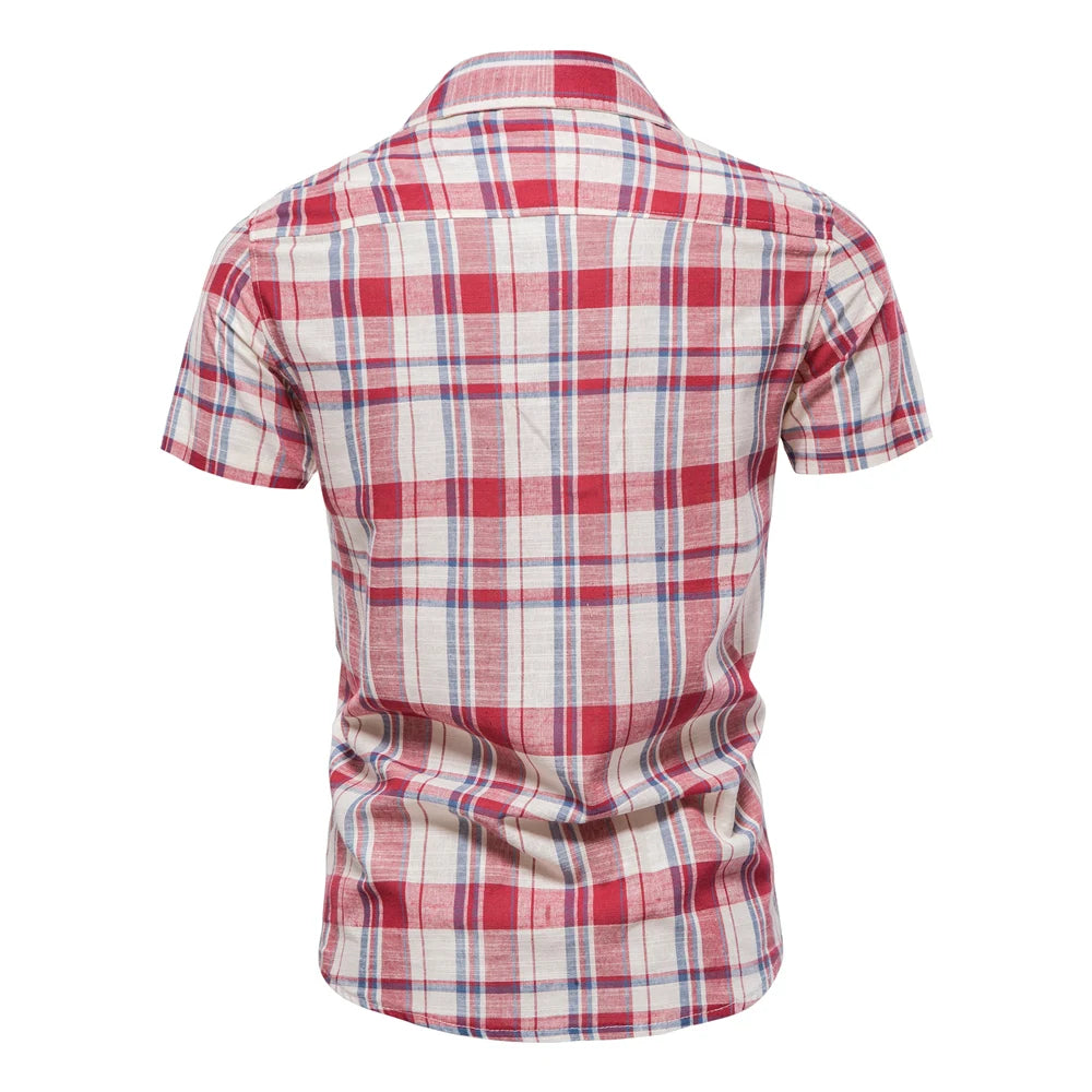 Herren Kurzarm Hemd aus Baumwolle im karierter Design für den Sommer