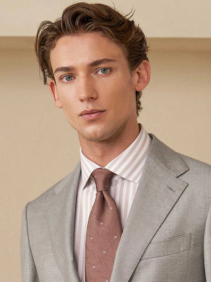 Eleganter Herrenanzug aus 60% Wolle in Hellgrau – Slim Fit Blazer und Hose für Hochzeiten und festliche Anlässe