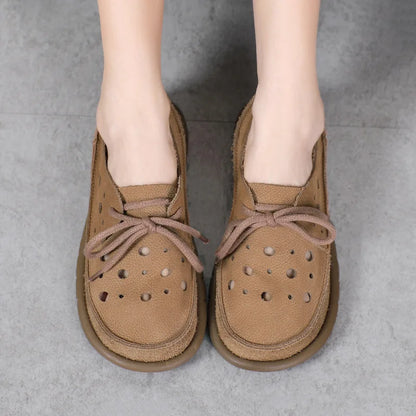 AIYUQI 2025, neue flache Damensandalen, rutschfeste Schnür-Loafer mit weichen Sohlen für Damen, Sommer-Strandschuhe mit großem Loch für Damen