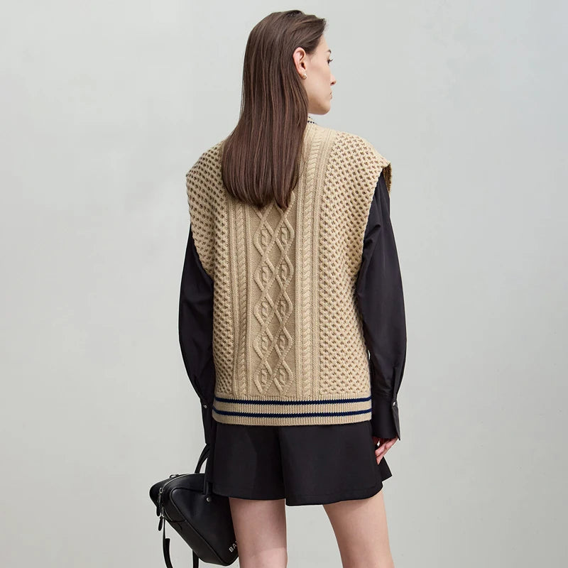 Damen-Halbrollkragen-Pullover ärmellos Weste Wolle-Mix Herbst