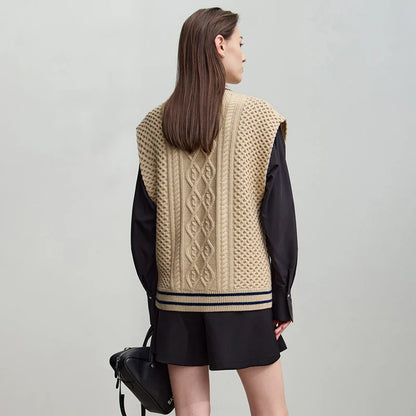 Damen-Halbrollkragen-Pullover ärmellos Weste Wolle-Mix Herbst