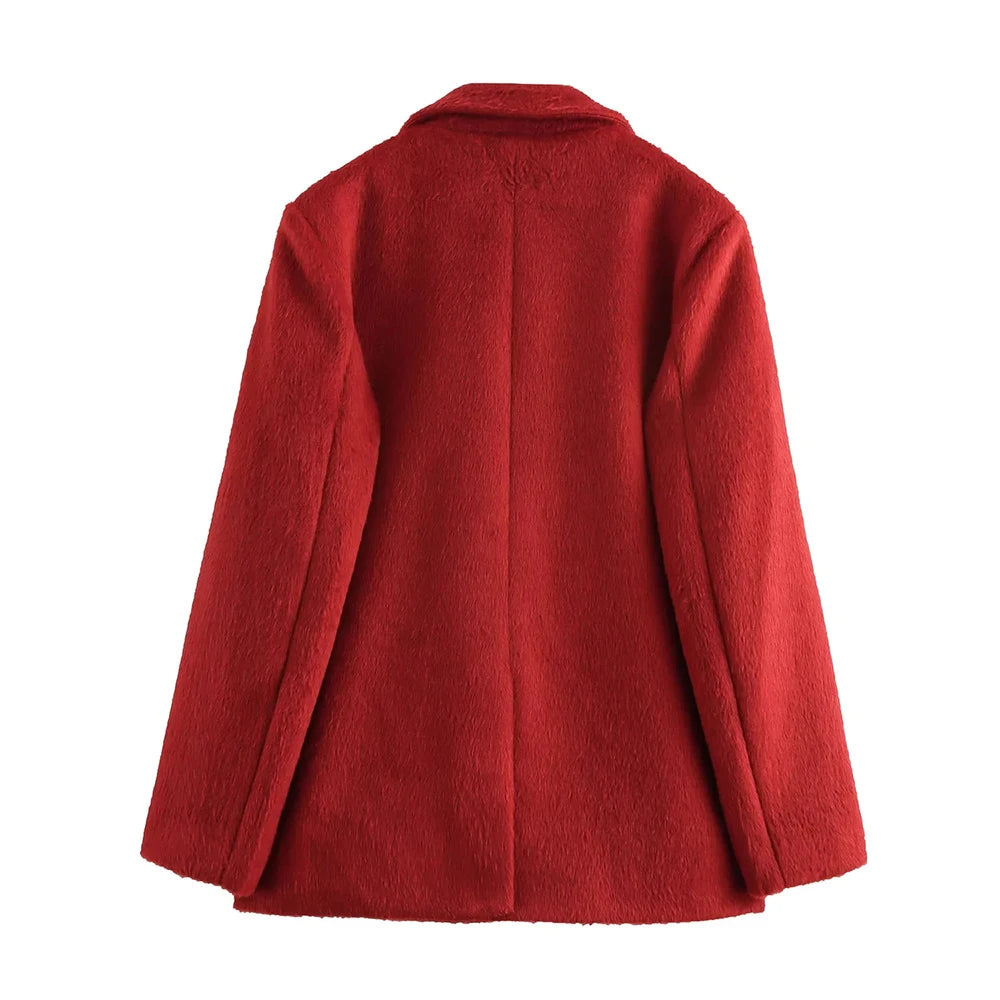 Elegante Damenjacke mit Reverskragen und langen Ärmeln – luxuriöses Patchwork-Design mit Taschen