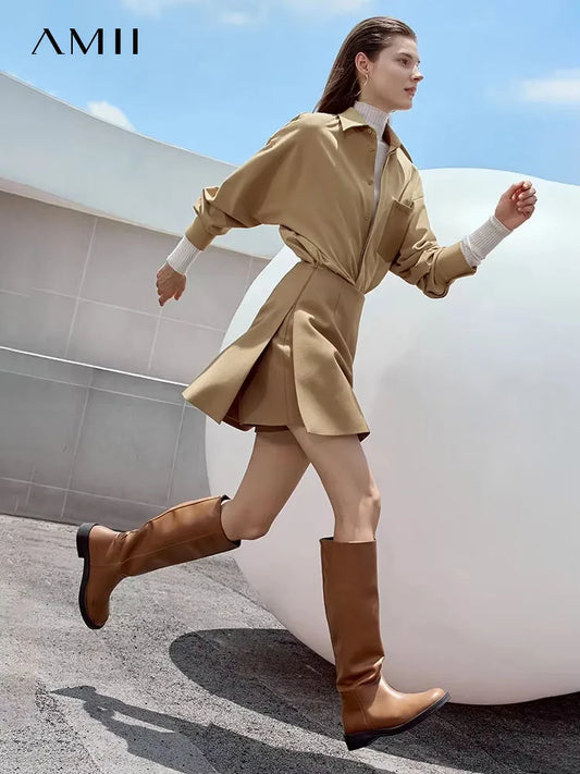 Damen Shorts-Röcke im minimalistischen Stil mit hoher Taille und geradem Schnitt