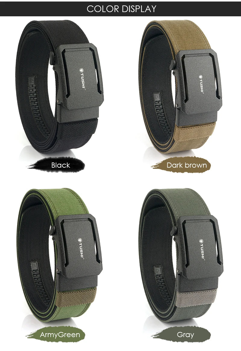Herren-Taktischer Gürtel aus Nylon mit Automatischer Schnalle, 4,3 cm Breit, 120 cm Länge