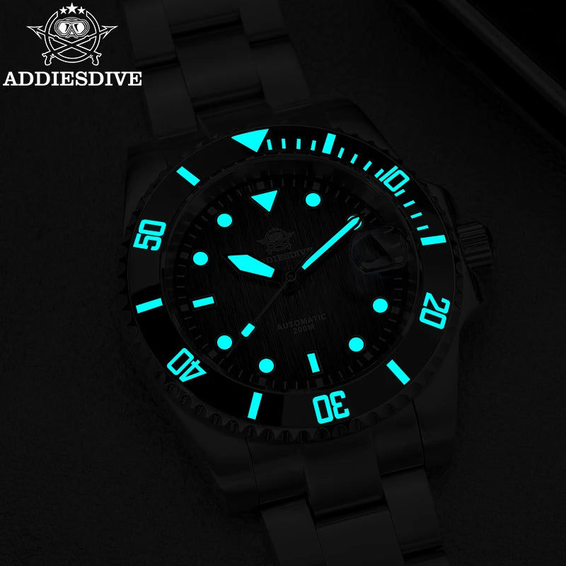 Herren Automatikuhr mechanisch Saphirglas 8215 200m wasserdicht Leuchtzeiger Edelstahl