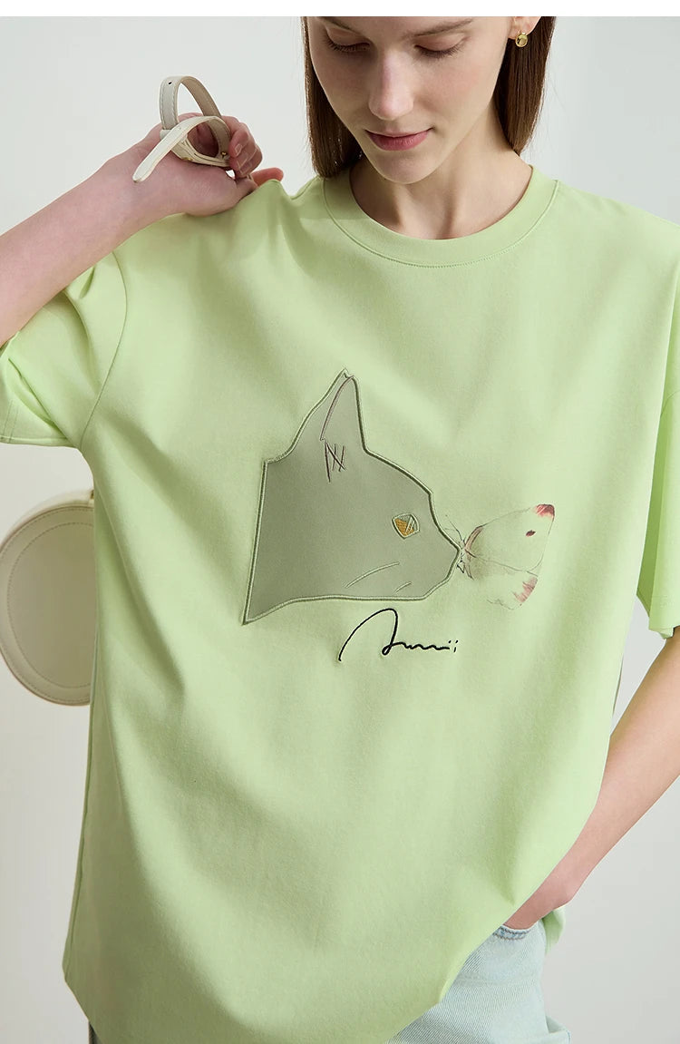 Damen T-Shirt im lässigen Stil mit Rundhalsausschnitt und kurzem Arm