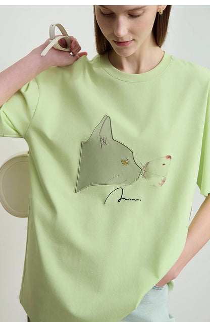 Damen T-Shirt im lässigen Stil mit Rundhalsausschnitt und kurzem Arm