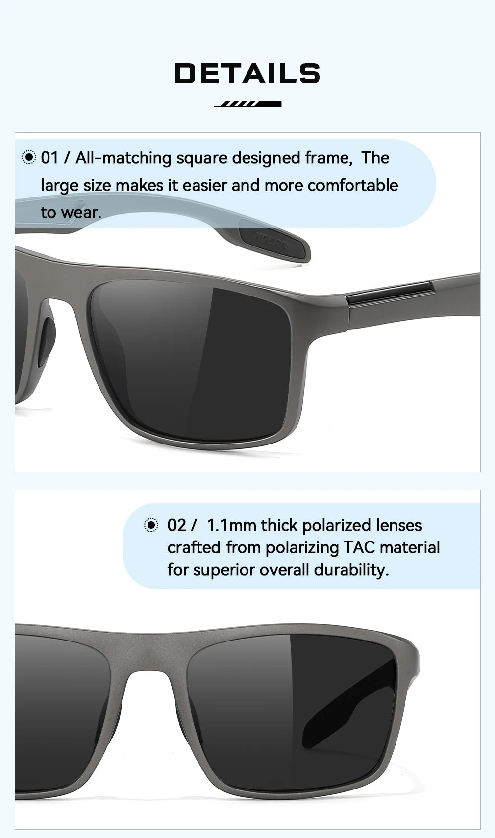 Sonnenbrille übergroß rechteckig polarisiert photochrom 154mm Sport