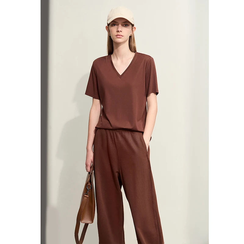 Damen Kurzarm-T-Shirts mit V-Ausschnitt und Sonnenschutz für kühles Gefühl