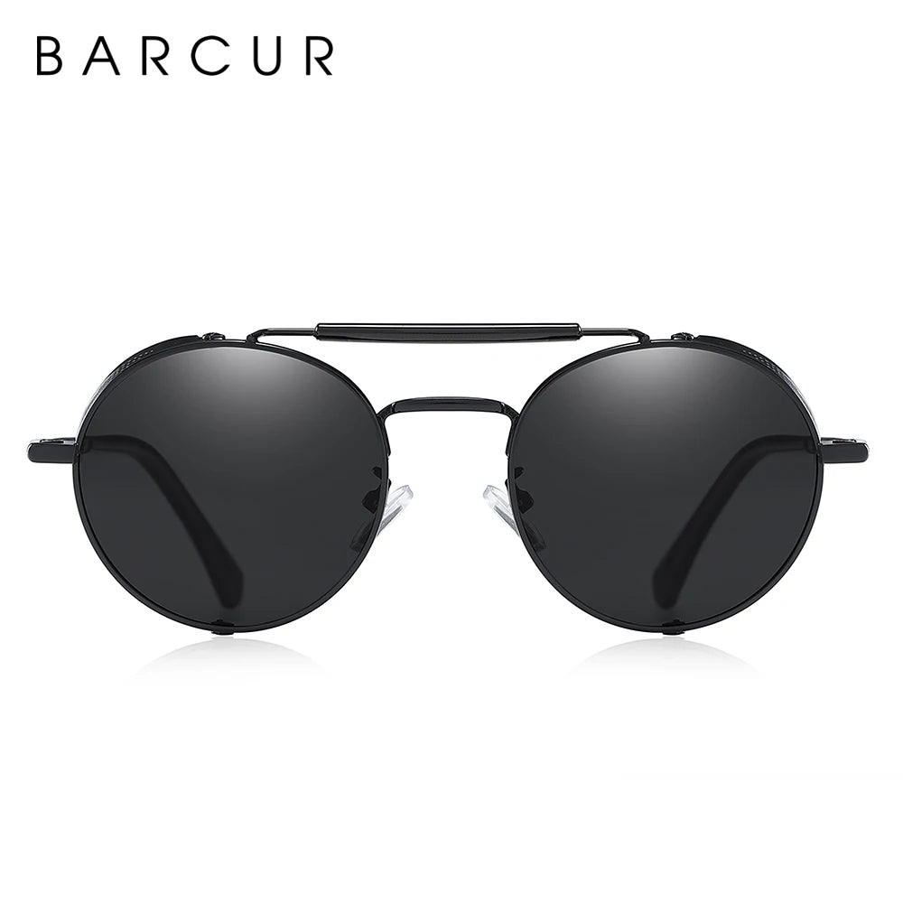 Sonnenbrille Steampunk rund Retro polarisiert Vintage Herren Damen B