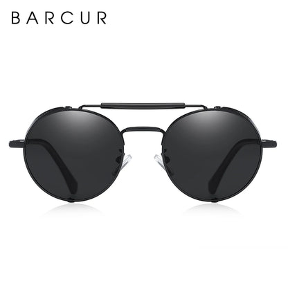Sonnenbrille Steampunk rund Retro polarisiert Vintage Herren Damen B