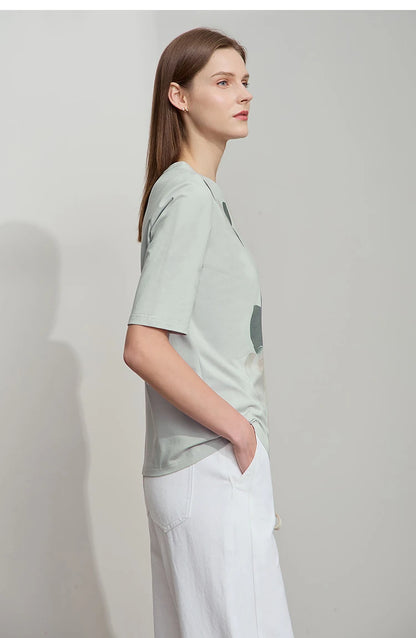 Damen T-Shirt im lässigen Stil mit floralem Print und Rundhalsausschnitt