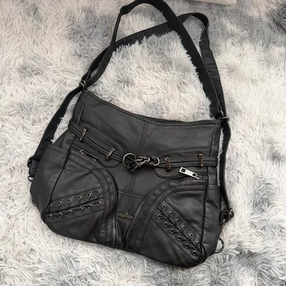 Damen-Schultertasche aus PU mit Mehrfachfächern und verstellbarem Schulterriemen Top-Handle-Design