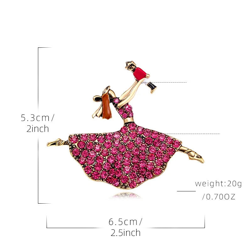 Brosche Ballett Tänzerin Kristall Vintage Klassisch Accessoire Schmuck Damen