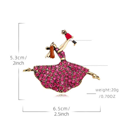 Brosche Ballett Tänzerin Kristall Vintage Klassisch Accessoire Schmuck Damen