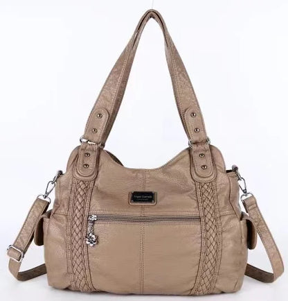 Damen-Schultertasche Aus PU-Leder Mit Reißverschluss Und Innenfächern Großes Stauraumvolumen