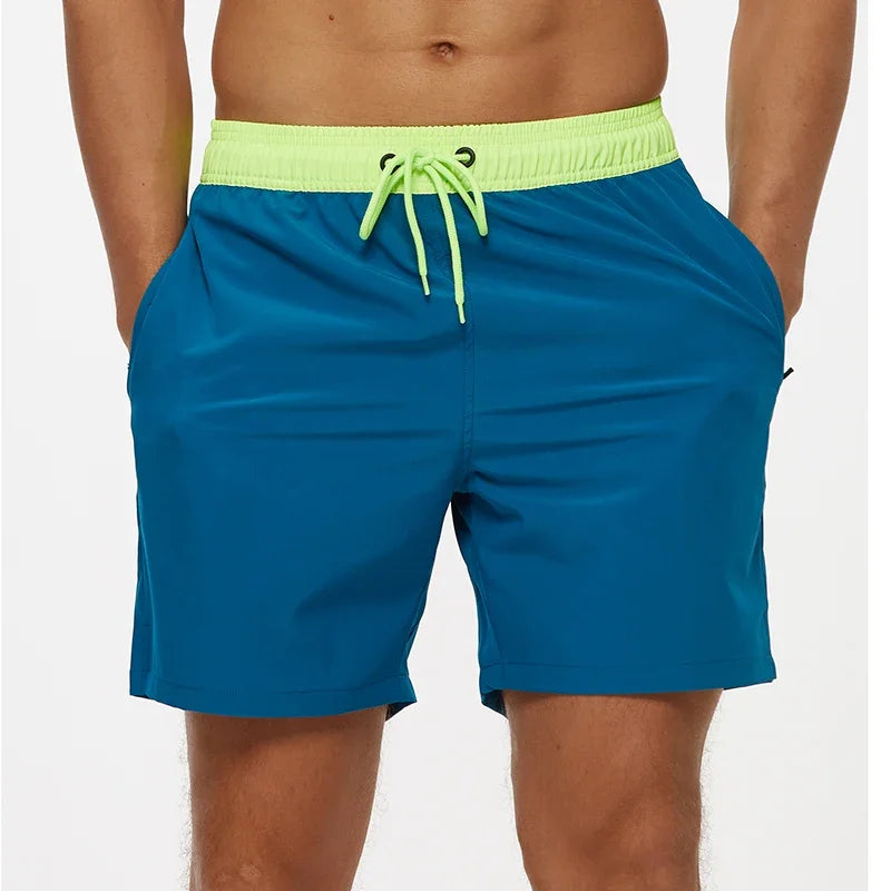 Herren-Badeshorts mit Farbverlauf, schnelltrocknend, mit Reißverschlusstaschen und Mesh-Futter – modische Schwimmshorts für den Strand
