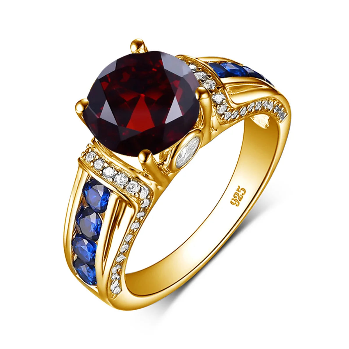 Damen-Ring aus Roségold mit Mystic Topas Regenbogen 8mm Rundschliff Verlobungsring Geschenk