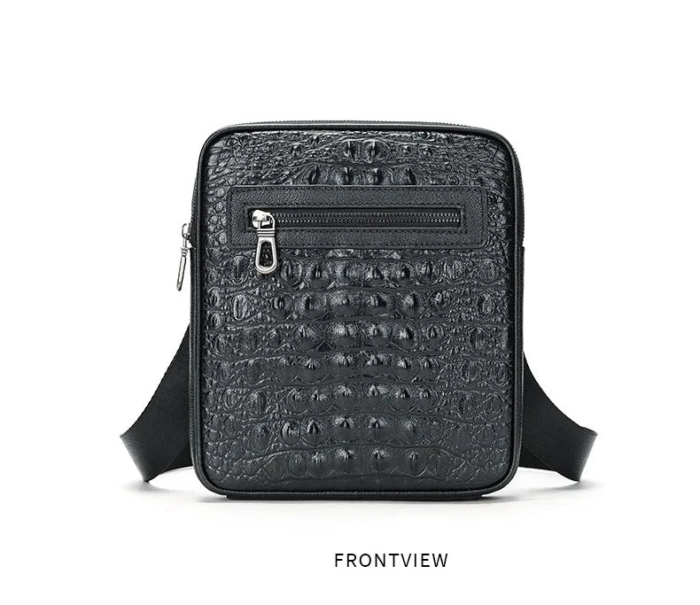 Herren-Umhängetasche aus Leder mit Kroko-Print, Große Crossbody-Tasche fürs Business