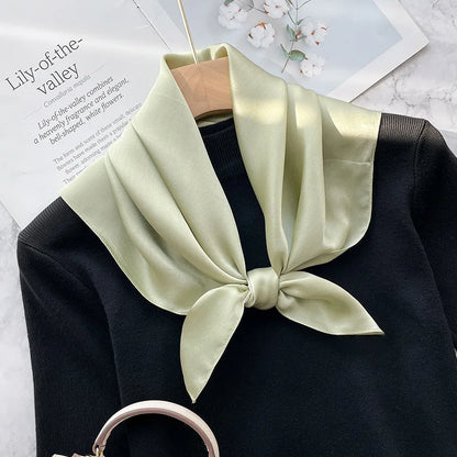Damen Seidenschal 70cm einfarbig quadratisch weich Bandana Haarband natürlich