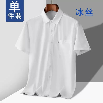 Kurzärmeliges Herren-Poloshirt aus Eisseide – bügelfreies, lässiges Strandoberteil für Herren mittleren Alters